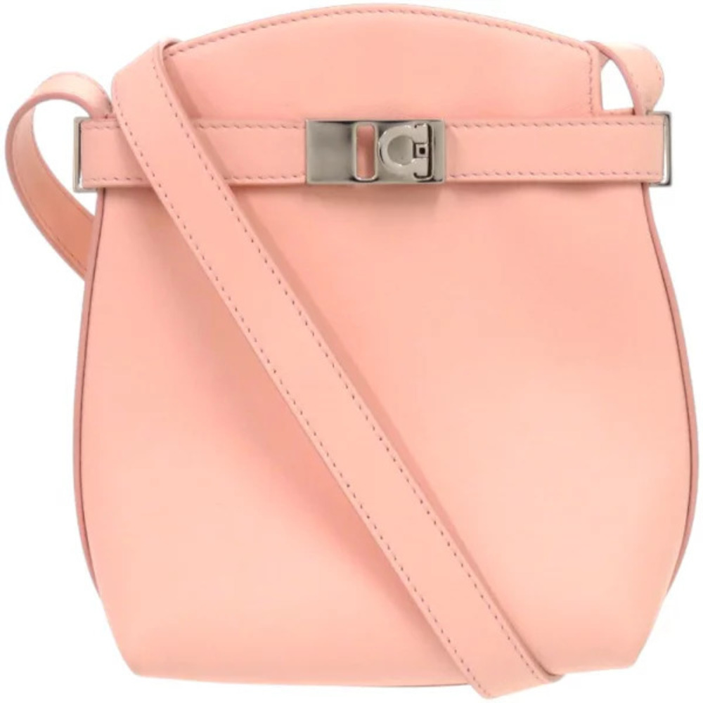 Salvatore Ferragamo Hug Gancini Leather Pink Shoulder Bag